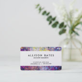 Paarse mozaïekwaterverf abstract geschilderd visitekaartje (Staand voorkant)