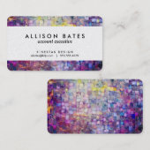 Paarse mozaïekwaterverf abstract geschilderd visitekaartje (Voorkant / Achterkant)