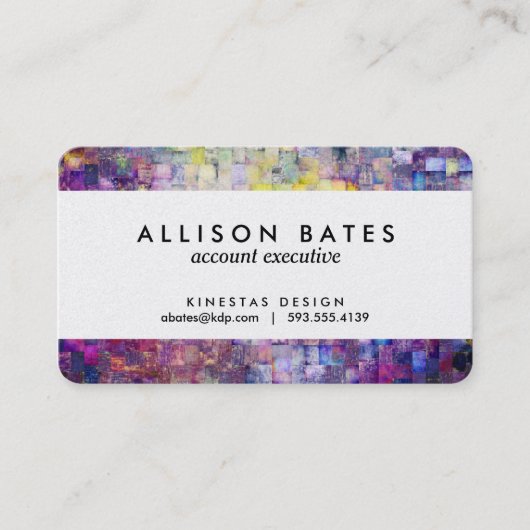 Paarse mozaïekwaterverf abstract geschilderd visitekaartje (Voorkant)