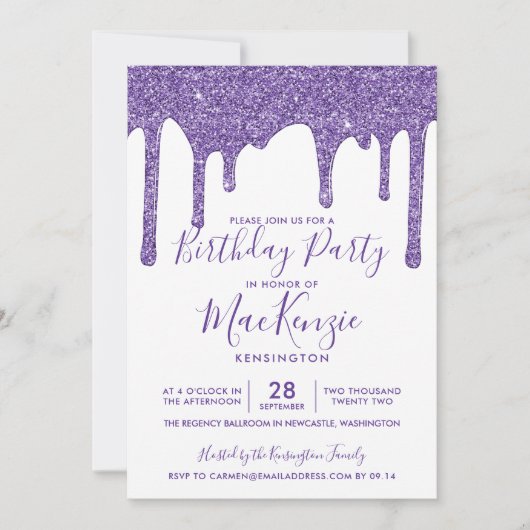 Paarse muggenglitter drijft elk jaar de dag van de kaart (Voorkant)