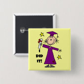Paarse muis figuur meisje Afstuderen Vierkante Button 5,1 Cm (Voorkant /achterkant)