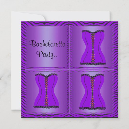 PAARSE MULTI-ZEBRA BACHELORETTE PARTIJINVITATIE KAART (Voorkant)