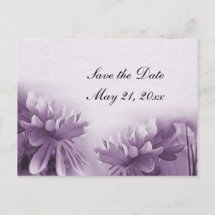 Paarse Mums Briefkaart - Save the Date