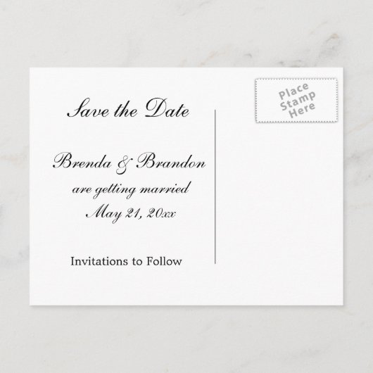 Paarse Mums Briefkaart - Save the Date (Achterkant)