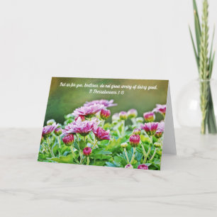 Paarse Mums Scripture Kaart 2 Thessalitisch 3:13