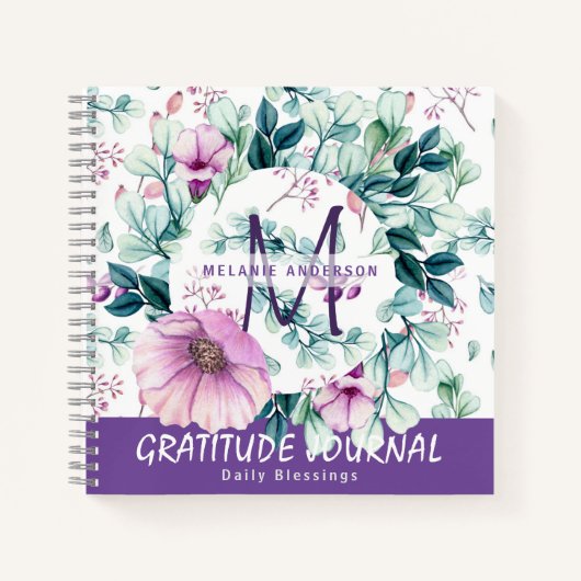 Paarse Munt Bloemen Dankbaarheids Zegen Dagboek Notitieboek (Voorkant)