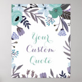 Paarse munt floral Personalized quote art print (Voorkant)