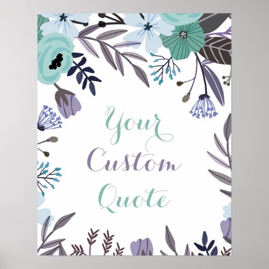 Paarse munt floral Personalized quote art print (Voorkant)