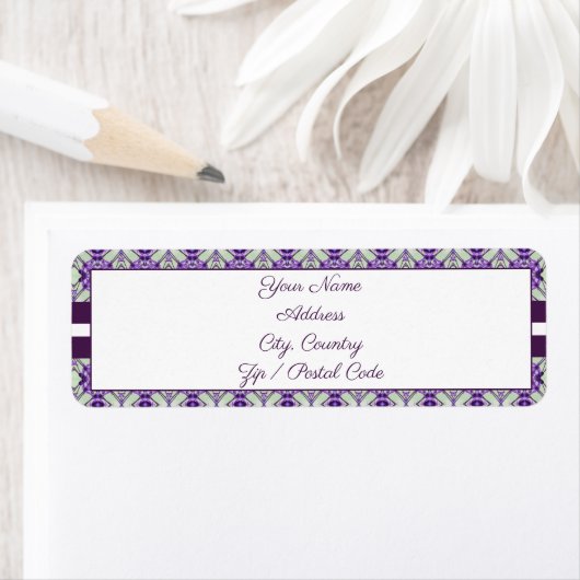 Paarse munt groen en wit etiket (Insitu)