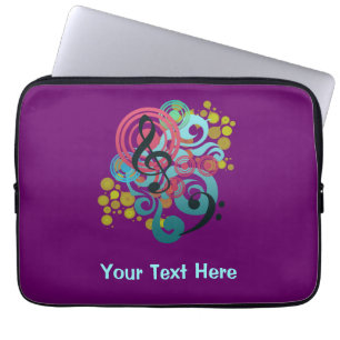 Paarse Music Swirl, aangepast hoesje laptop Sleeve