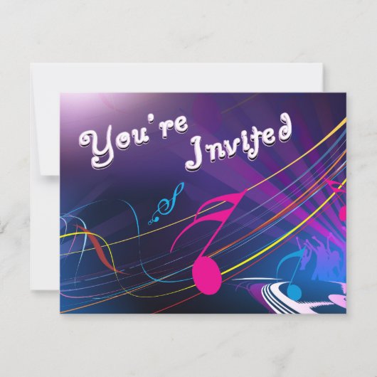 Paarse Musical Notes Birthday Celebration Kaart (Voorkant)