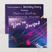 Paarse Musical Notes Birthday Celebration Kaart (Voorkant / Achterkant)