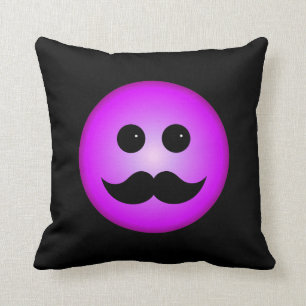 Paarse Mustache Emoticon Kussen