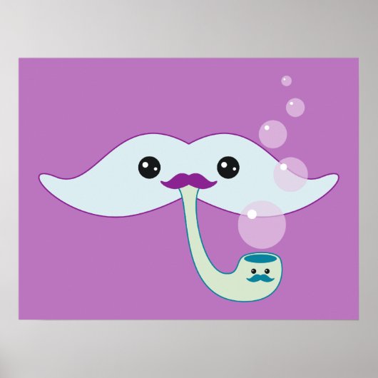 Paarse Mustache Poster (Voorkant)
