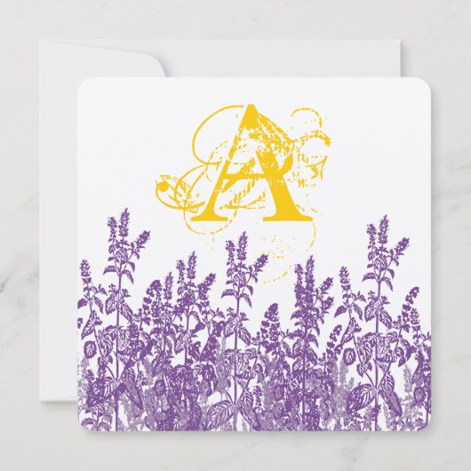 Paarse Mustard Yellow Wilde Vloer Sparen de Datum Save The Date (Achterkant)