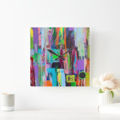 Paarse muur-klok vierkante klok (Huis)