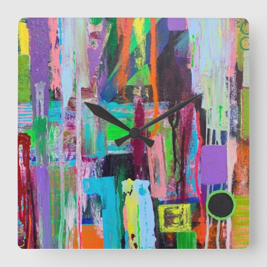 Paarse muur-klok vierkante klok (Voorkant)