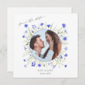 Paarse muurbloem sparen de datumfotokaart kaart (Voorkant / Achterkant)