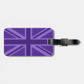 Paarse muve houdt kalm en Jouw tekst Union Jack Bagagelabel (Achterkant horizontaal)