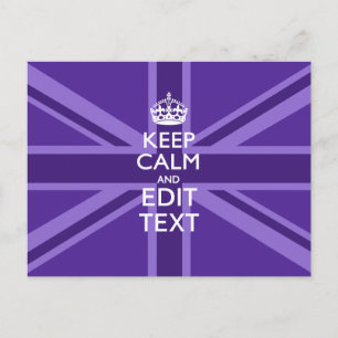 Paarse muve houdt kalm en Jouw tekst Union Jack Briefkaart
