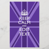 Paarse muve houdt kalm en Jouw tekst Union Jack Briefpapier (Voorkant)