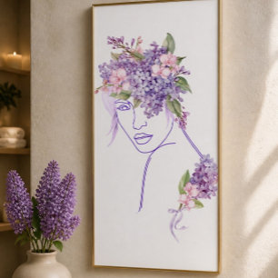 Paarse Muze - Een Dame met Sering en Orchideeën Perfect Poster