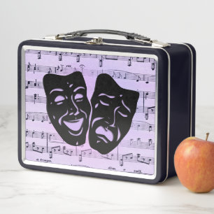 Paarse muziek- en theater-maskers