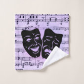 Paarse muziek- en theatermaskers bad handdoek (Wasdoekje)