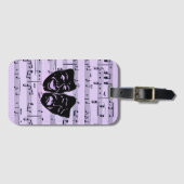 Paarse muziek- en theatermaskers bagagelabel (Voorkant (horizontaal))