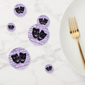 Paarse muziek- en theatermaskers confetti (Groep)