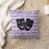 Paarse muziek- en theatermaskers kussen (Deken)