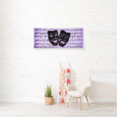 Paarse muziek- en theatermaskers spandoek (Insitu)