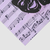 Paarse muziek- en theatermaskers tissuepapier (Detail)