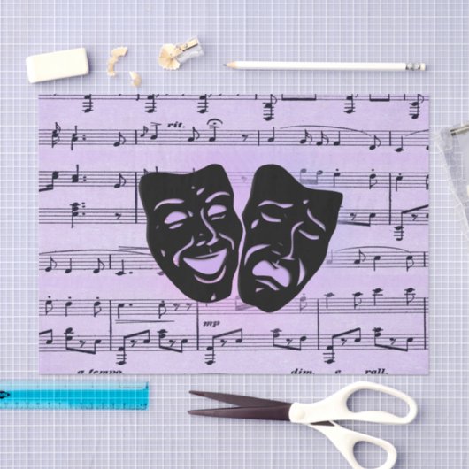 Paarse muziek- en theatermaskers tissuepapier (Craft)