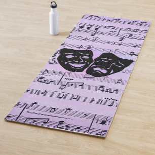 Paarse muziek- en theatermaskers yogamat