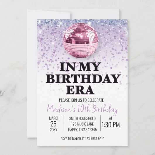 Paarse muziek in mijn verjaardagstijd kaart (Voorkant)