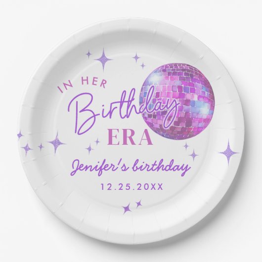 Paarse muziek in mijn verjaardagstijd papieren bordje (Voorkant)