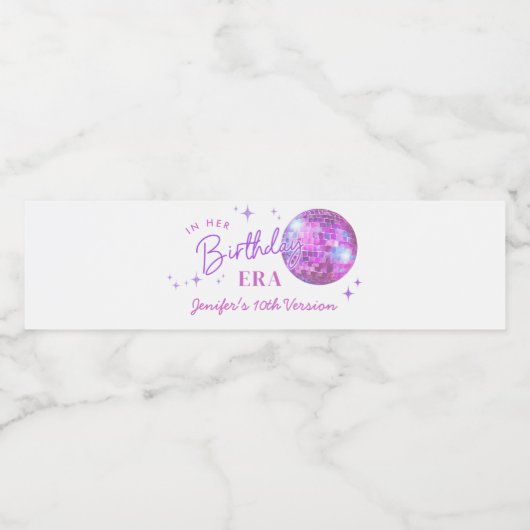 Paarse muziek in mijn verjaardagstijd waterfles etiket (Enkel label)