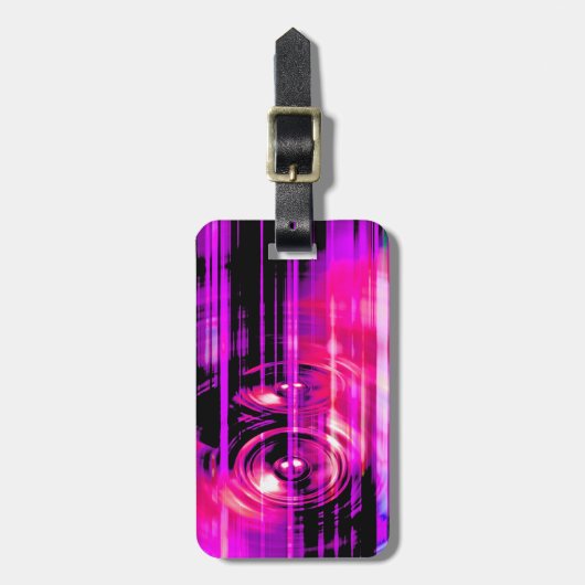 Paarse muziekluidsprekers bagagelabel (Voorkant verticaal)