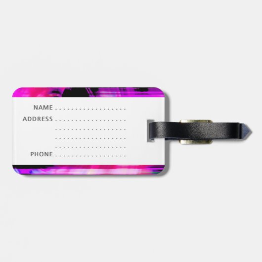 Paarse muziekluidsprekers bagagelabel (Achterkant horizontaal)