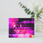 Paarse muziekluidsprekers briefkaart (Staand voorkant)