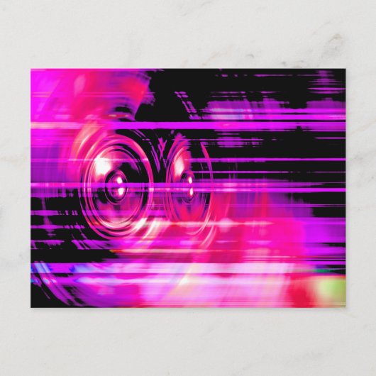 Paarse muziekluidsprekers briefkaart (Voorkant)