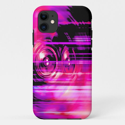 Paarse muziekluidsprekers Case-Mate iPhone case (Achterkant)