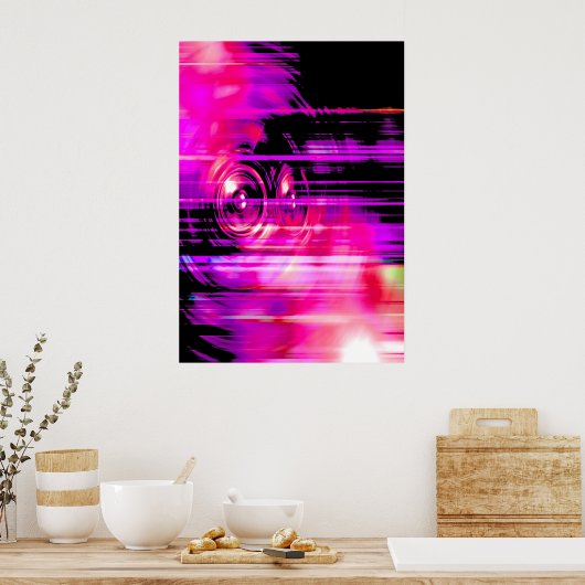 Paarse muziekluidsprekers poster (Keuken)
