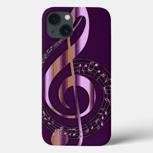Paarse muzieknoot Hoesje-Mate iPhone Case (Achterkant)