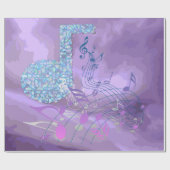 Paarse Muzieknoten Abstract omslagpapier Cadeaupapier (Vlak)