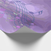 Paarse Muzieknoten Abstract omslagpapier Cadeaupapier (Hoek)