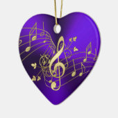 Paarse Muzieknoten en schonere kerstversiering Keramisch Ornament (Links)