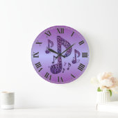 Paarse Muzieknoten wandklok (Huis)