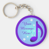 Paarse muzieknotitie Blauwe cirkelbanden  Sleutelhanger (Voorkant)